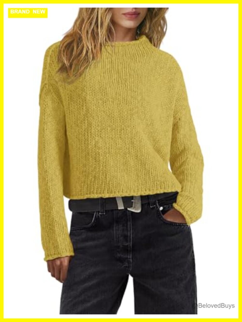 Mock Neck Cropped Sweater Chunky Cable Knit Long Sleeve Pullover